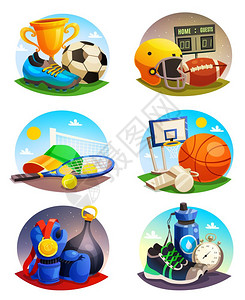 体育库存图片收集收集图片与运动库存橄榄球,足球,篮球,平矢量插图图片