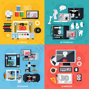 三维打印2x2三维打印2x2理念,建模设备耗材生产符号平矢量插图背景图片