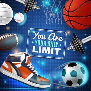 篮球纹理彩色海报与运动库存体育库存彩色海报与篮球足球橄榄球网球运动鞋矢量插图插画