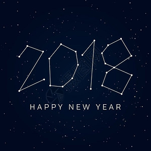 新快乐2018卡片,夜空的星座可编辑矢量图片