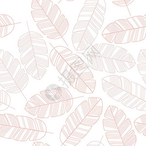 白色背景上粉红色叶子的无缝图案,矢量插图图片