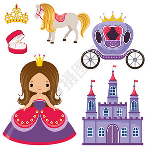 小可爱的矢量公主,城堡马车图片