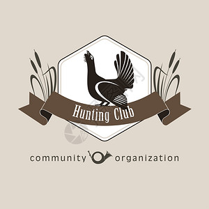 矢量狩猎俱乐部标志与黑色松鸡图片