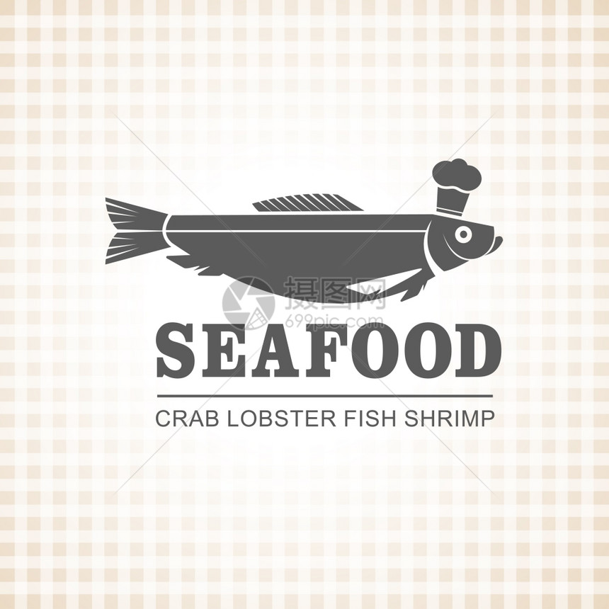 餐厅,鱼菜,海鲜鱼K厨师矢量标志图片