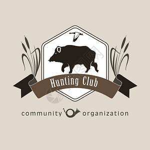 野猪矢量标志狩猎俱乐部的野猪标志图片
