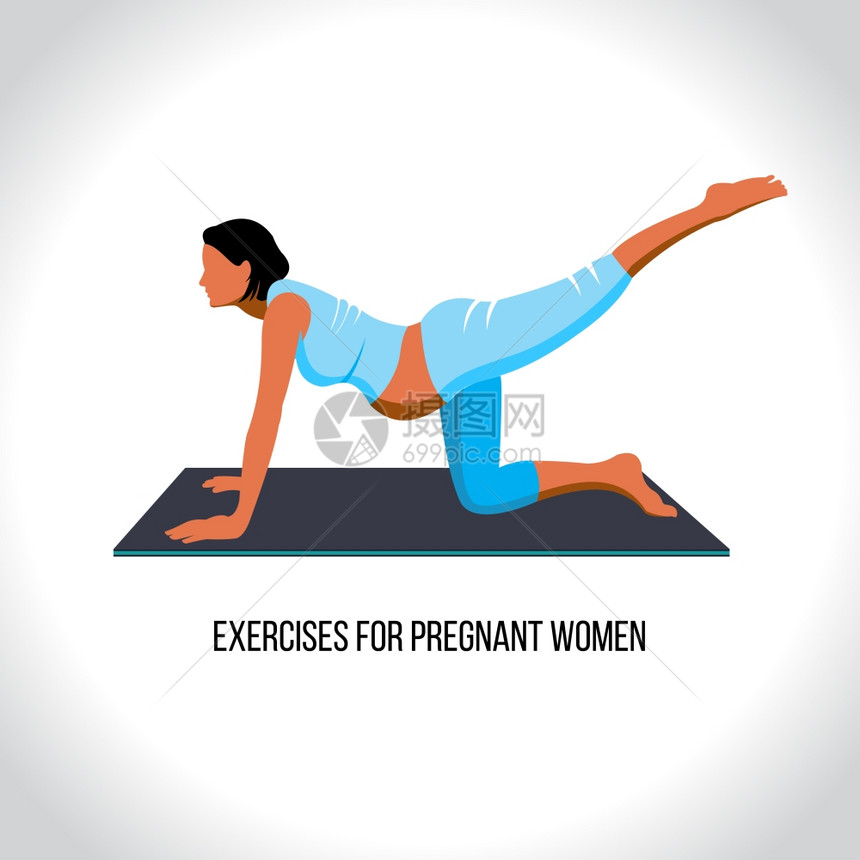 孕妇瑜伽,孕妇运动,矢量插图图片