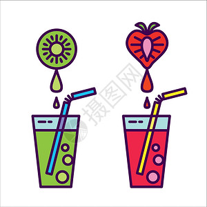 新鲜的果汁图标,天然果汁水果猕猴桃的果汁草莓汁图片