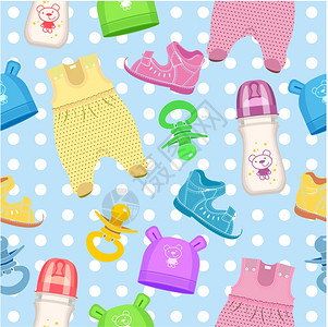 鞋宝宝婴儿图案儿童服装,鞋子,奶嘴,瓶子,帽子,配件插画