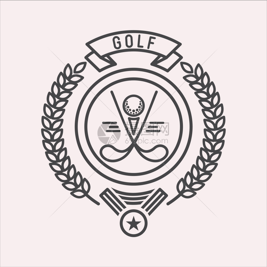高尔夫球单色矢量标志,符号,隔离白色背景上图片
