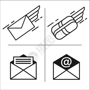 邮件签名矢量图标邮件电子邮件信,包裹,邮件快速递送信件插画