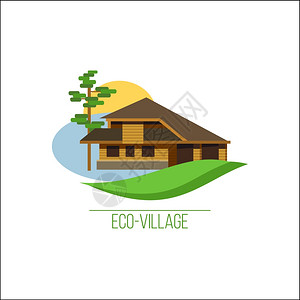 标志生态村庄生态房屋矢量标志郊区房地产品牌风格背景图片