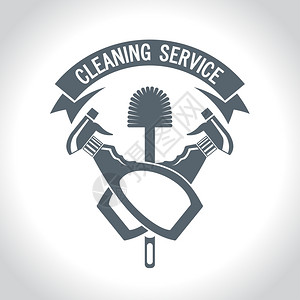 清洁服务,矢量标志,单色图片