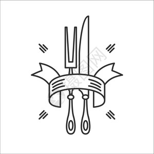 餐具,刀叉,集合,矢量图标图片