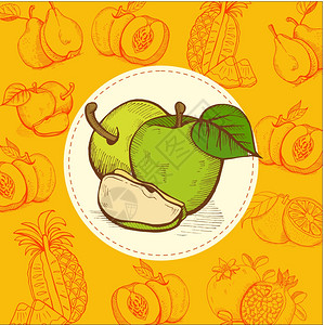 苹果汁矢量插图水果手绘的手绘矢量插图背景图片