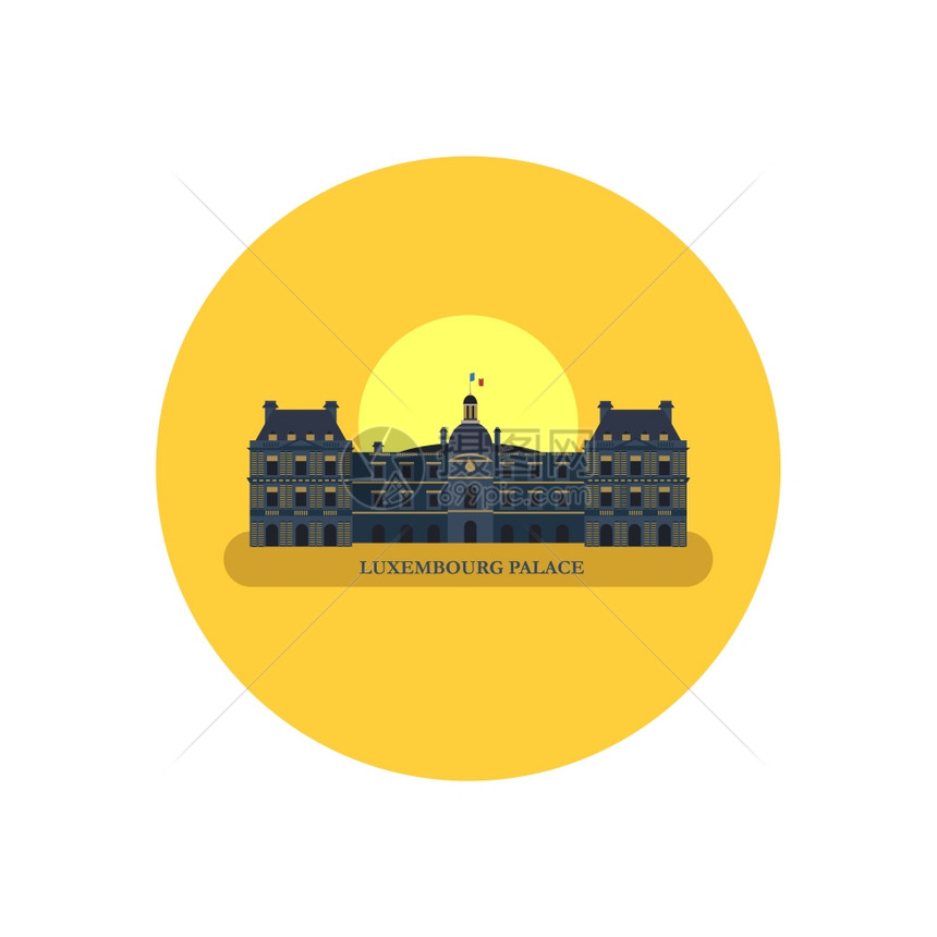 卢森堡宫殿巴黎法国矢量圆形图标图片