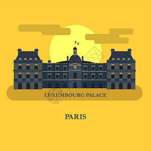 卢森堡宫殿巴黎法国矢量插图背景图片