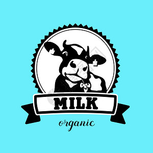 牛脂肪牛的矢量标志牛奶机产品插画