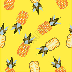 菠萝无缝图案矢量插图,多汁的热带水果背景图片
