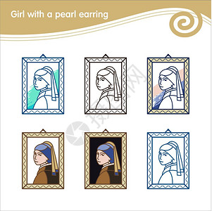 带珍珠耳环的女孩艺术家维米尔的绘画矢量图标图片