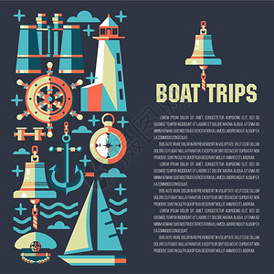 游艇俱乐部矢量插图与文本的位置黑暗背景下海上旅行的图案图片