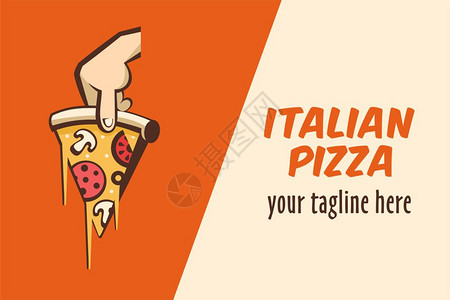 比萨饼的标志卡通风格的咖啡馆比萨饼矢量插图片比萨饼,蘑菇香肠西红柿奶酪图片