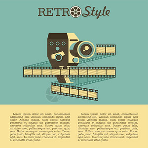 胶卷摄影老式相机胶卷插图与文字的位置矢量标志插画