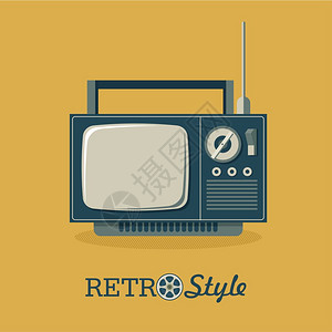 旧电视复古风格的插图矢量插图,标志,图标图片