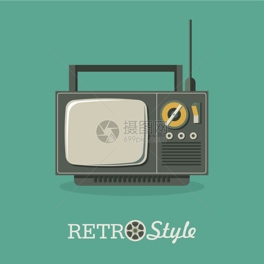 复古风格的插图旧电视矢量插图,标志,图标图片