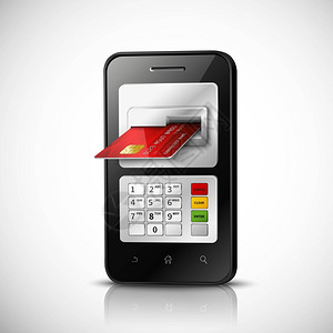 移动银行的手机银行现实与手机信用卡矢量插图图片