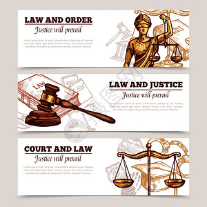 律师名片素材横向法律横幅以法治为的横向横幅,包括比例尺矢量插图插画