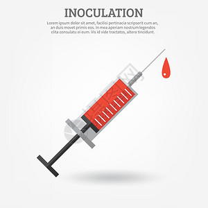 疫苗注射注射器海报疫苗接种海报描绘注射器标题字段的文本矢量插图图片