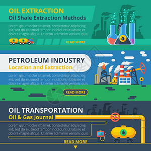 液化天然气船石油工业横幅套石油工业水平横幅石油运输要素孤立矢量插图插画