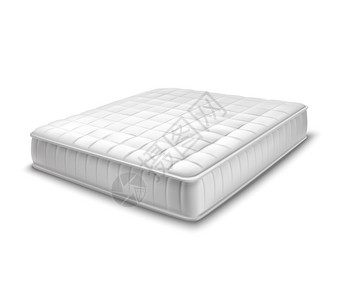 白色的床双层床垫的现实风格双白色床垫白色背景孤立矢量插图的真实风格插画