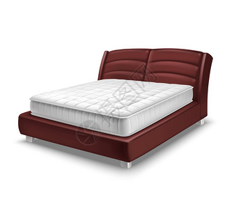 床垫床现实双床垫床白色背景下,现实风格的孤立矢量插图图片