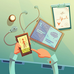 线医疗帮助背景线医疗帮助卡通背景与医疗设备矢量插图图片