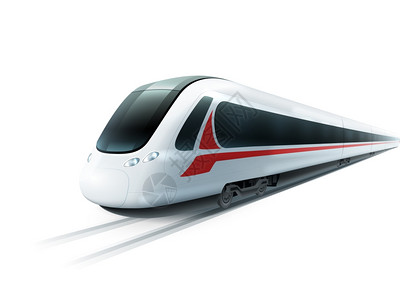 城际列车高速列车逼真的孤立图像超级流线型高速列车白色背景标志现实图像广告海报孤立矢量插图插画