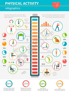 身体活动信息图信息图表图标水平的能量消耗体力活动各种活动矢量插图插画