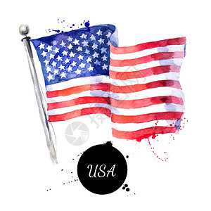 独立日美国水彩美国手绘矢量插图白色背景上的美国七月四日独立日插画