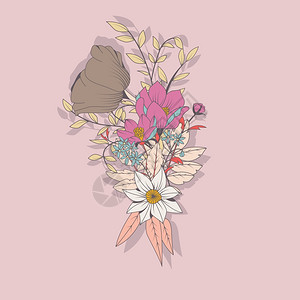 矢量花,植物花卉装饰手绘,矢量插图图片