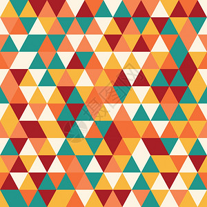 四方连续图案几何无缝图案与彩色三角形复古,矢量插图插画