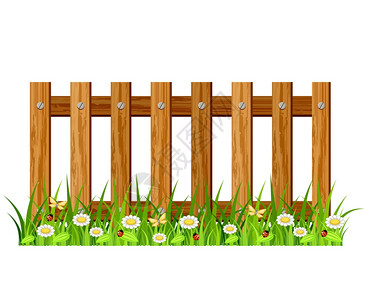 变叶木草花的木栅栏插画