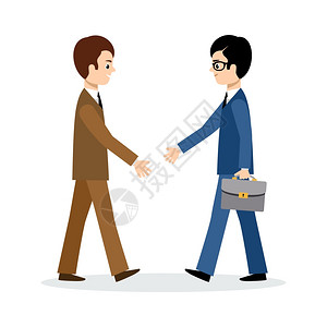 两个人握手两个商人白色背景上签了合同矢量插画
