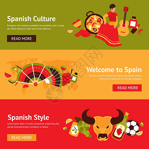 西牙横幅西牙文化风格孤立矢量插图图片
