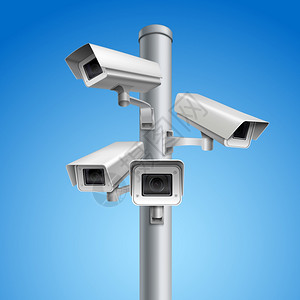 保密的监控摄像机安全家庭保护保密检查系统支柱矢量插图插画