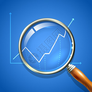 放大镜图表分析商业金融诊断数据搜索向量插图背景图片