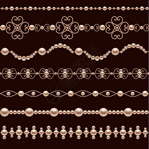 经典珠宝珍珠配件装饰写实边框孤立矢量插图图片