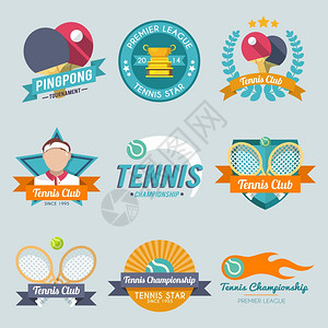 英超联赛网球锦标赛乒乓球锦标赛首映联赛标签集孤立矢量插图插画