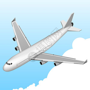 飞机三维等距装饰图标天空背景矢量插图背景图片