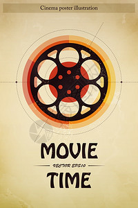 电影时间娱乐活动行业海报与电影条纹矢量插图图片