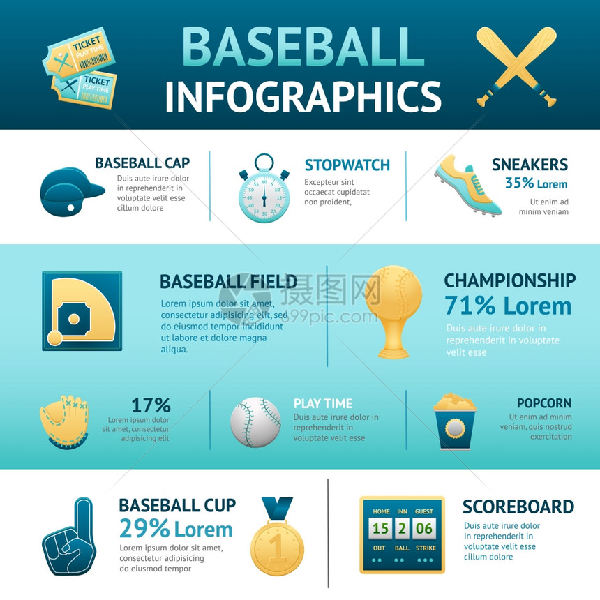 棒球信息与杯场冠记分板符号矢量插图图片